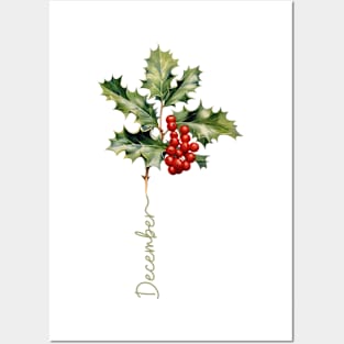 Holly - Birth Month Flower for December Posters and Art